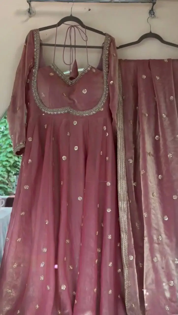 Fendy Silk Embroidered Anarkali Set with Dupatta