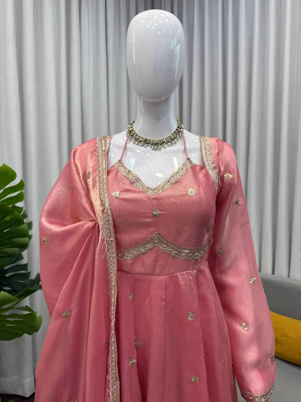 Fendy Silk Embroidered Anarkali Suit Set