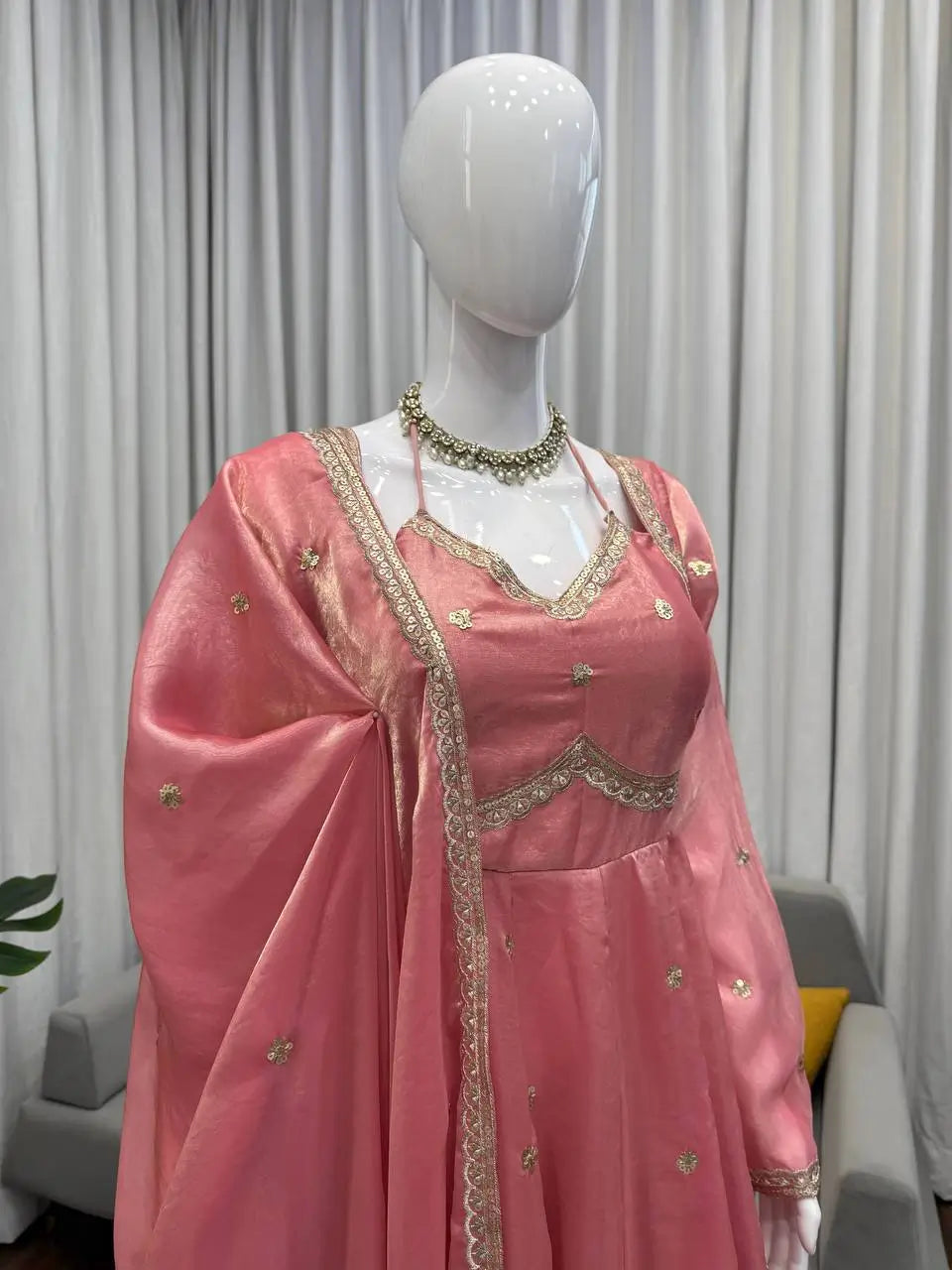 Fendy Silk Embroidered Anarkali Suit Set