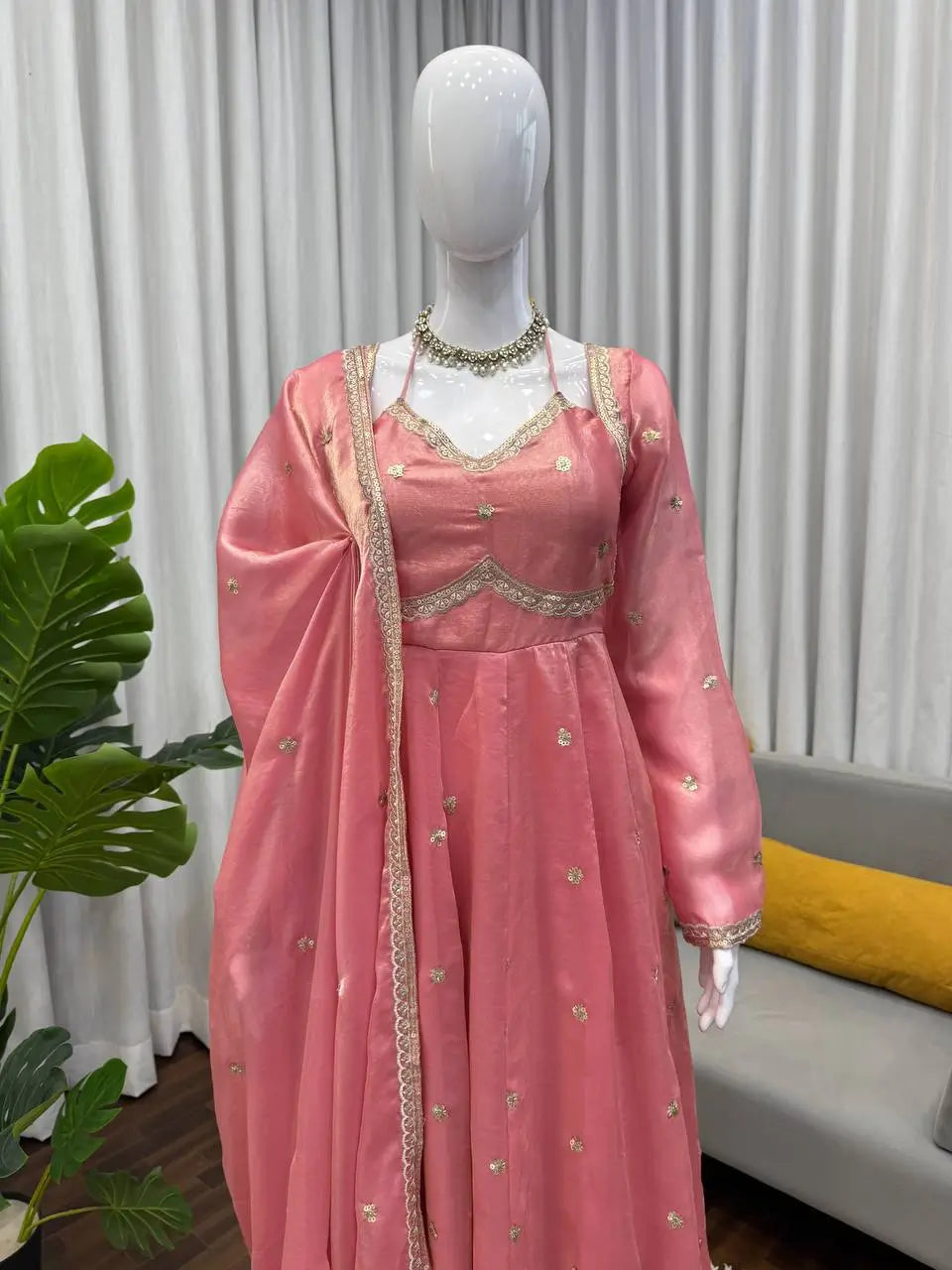 Fendy Silk Embroidered Anarkali Suit Set