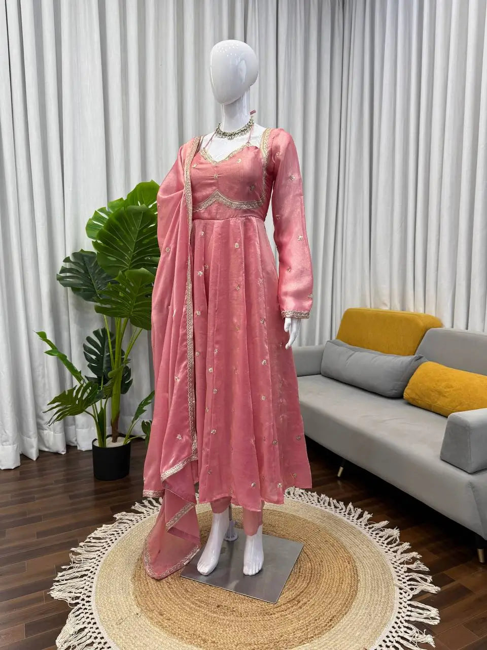Fendy Silk Embroidered Anarkali Suit Set