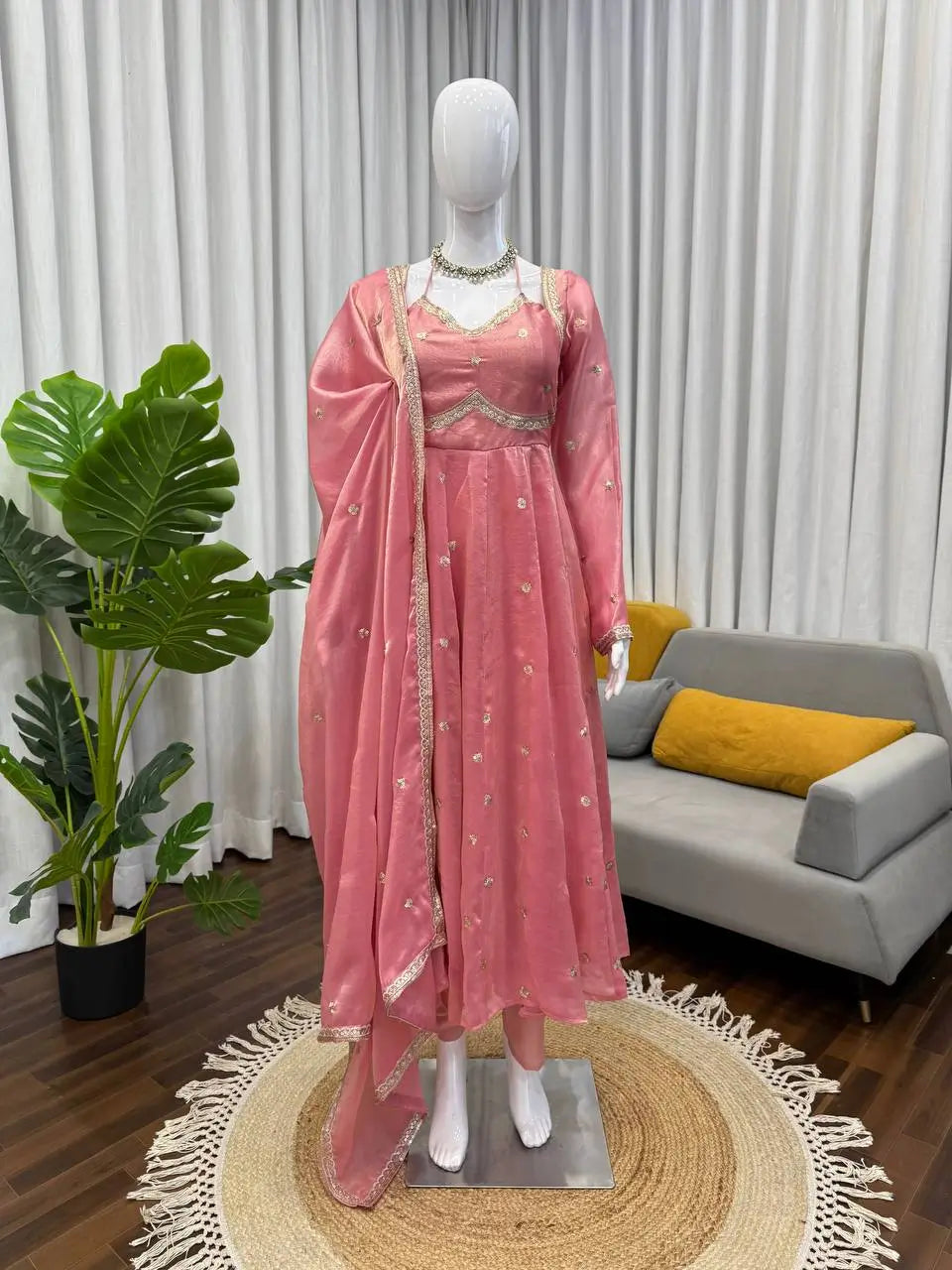 Fendy Silk Embroidered Anarkali Suit Set