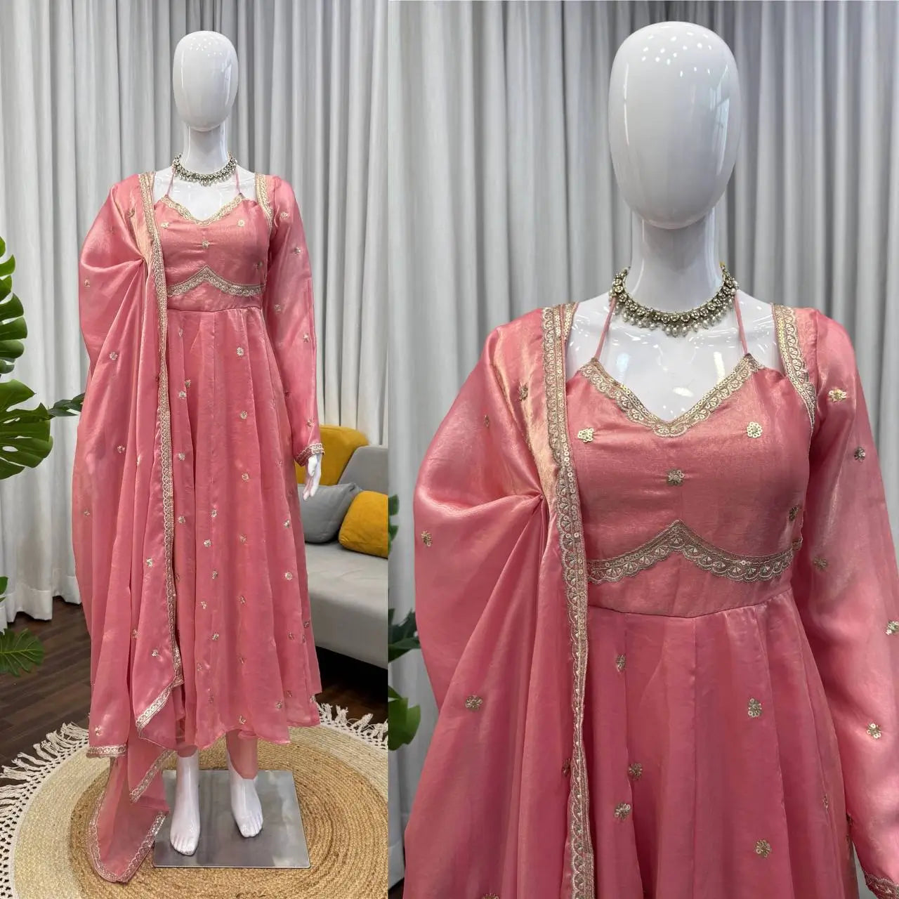 Fendy Silk Embroidered Anarkali Suit Set