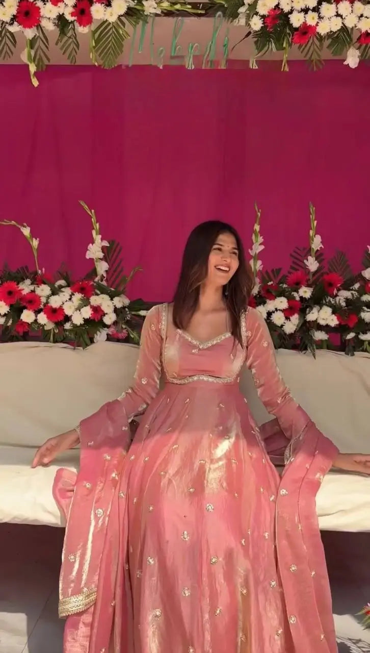 Fendy Silk Embroidered Anarkali Suit Set