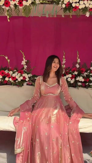 Fendy Silk Embroidered Anarkali Suit Set