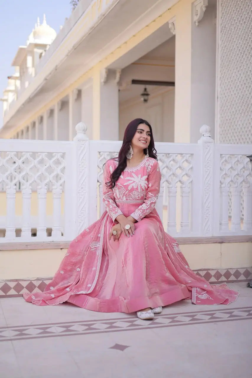 Fendy Silk Embroidered Anarkali Suit Set