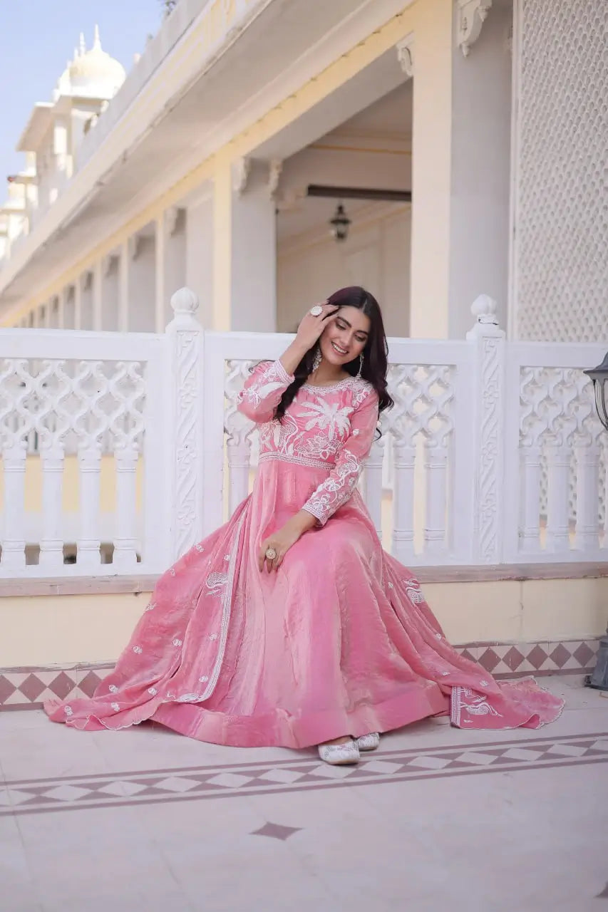 Fendy Silk Embroidered Anarkali Suit Set