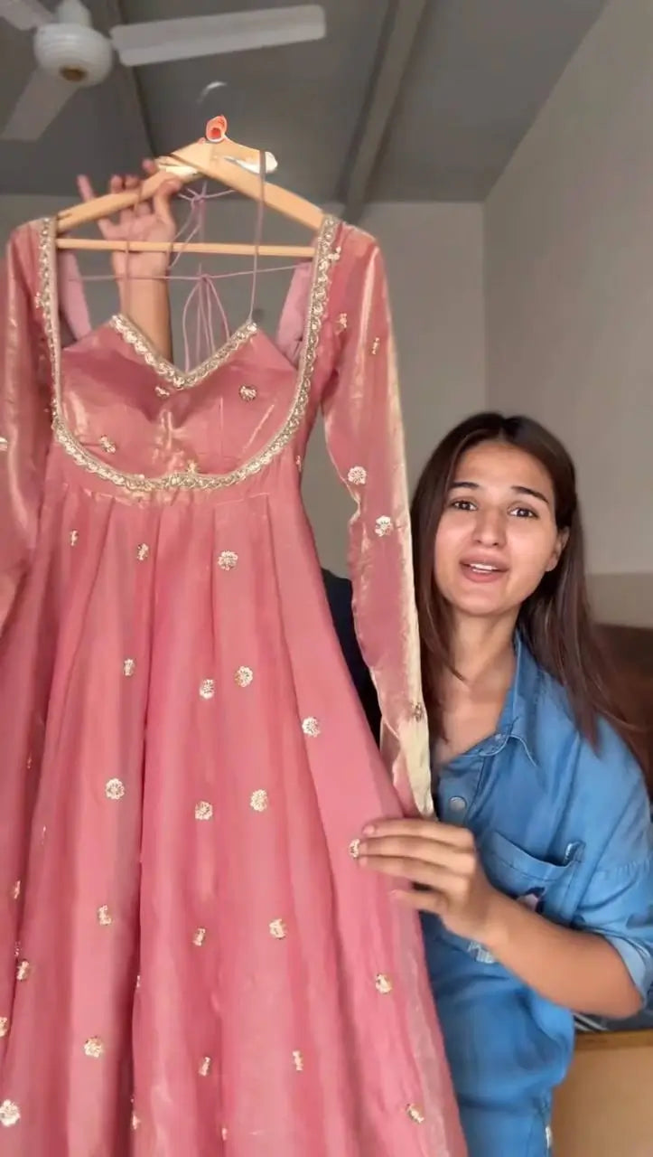 Fendy Silk Embroidered Anarkali Suit Set