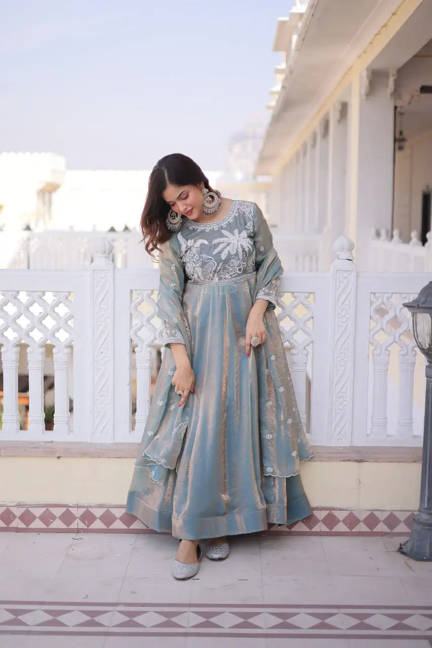 Fendy Silk Embroidered Anarkali Suit Set