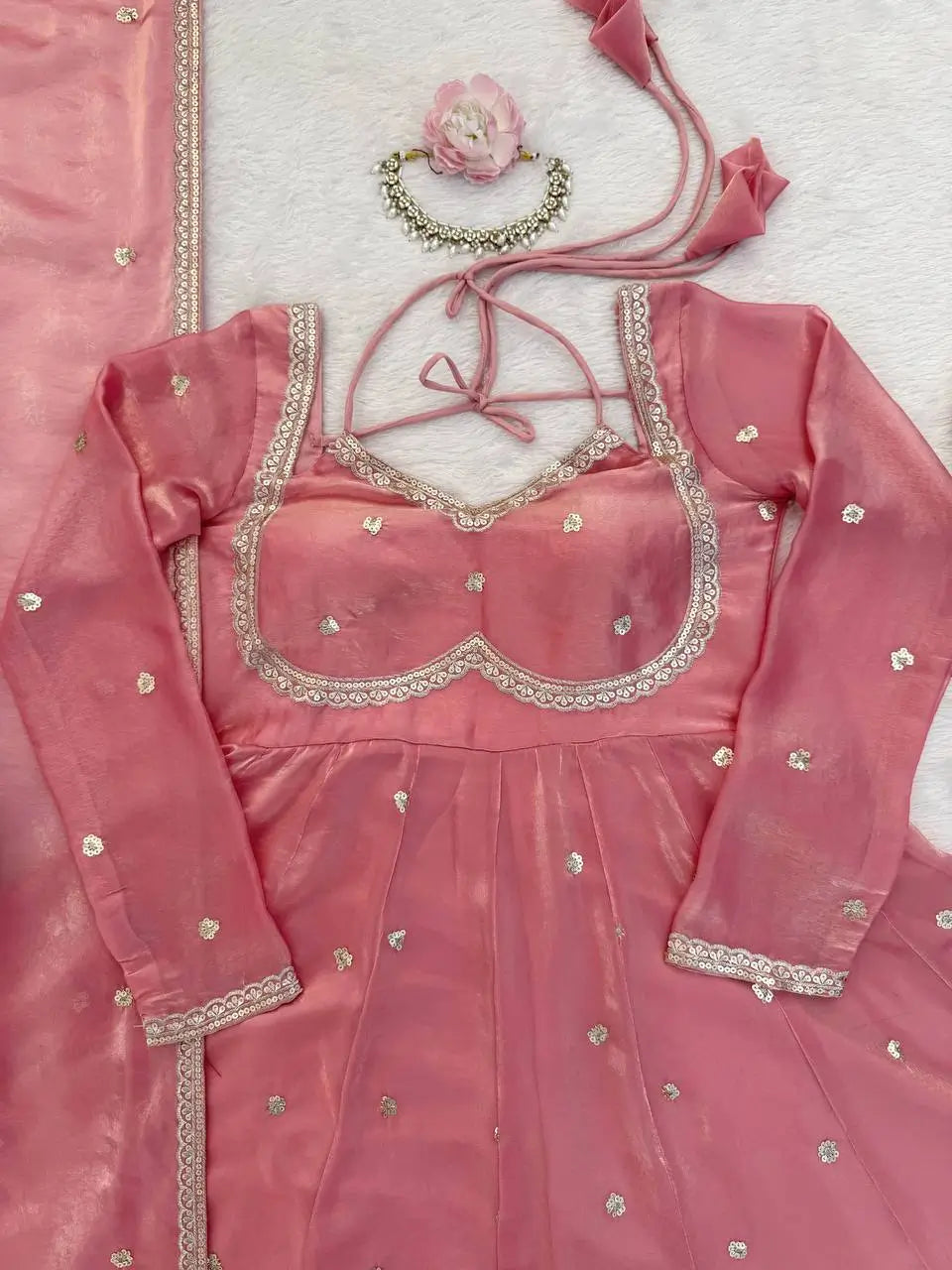 Fendy Silk Embroidered Anarkali Suit Set