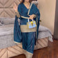 Fendy Silk Embroidered Farshi Pant Suit Set (Available in Teal & Wine)