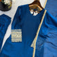 Fendy Silk Embroidered Farshi Pant Suit Set (Available in Teal & Wine)