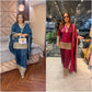 Fendy Silk Embroidered Farshi Pant Suit Set (Available in Teal & Wine)