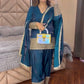 Fendy Silk Embroidered Farshi Pant Suit Set (Available in Teal & Wine)