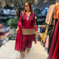Fendy Silk Embroidered Farshi Pant Suit Set (Available in Teal & Wine)
