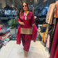 Fendy Silk Embroidered Farshi Pant Suit Set (Available in Teal & Wine)