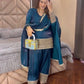 Fendy Silk Embroidered Farshi Pant Suit Set (Available in Teal & Wine)