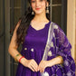 Fendy Silk Embroidered Gown with Palazzo & Dupatta – Fully Stitched