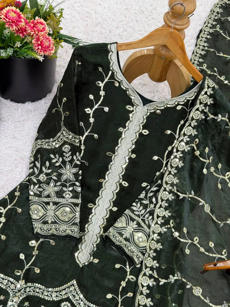 Fendy Silk Embroidered Kurti Sharara Set