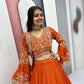Festival Special Chinon Crop Top Lehenga with Jacket for Wedding and Party Wear