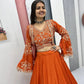 Festival Special Chinon Crop Top Lehenga with Jacket for Wedding and Party Wear