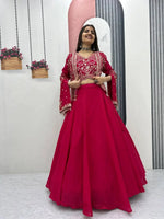 Festival Special Chinon Crop Top Lehenga with Jacket for Wedding and Party Wear