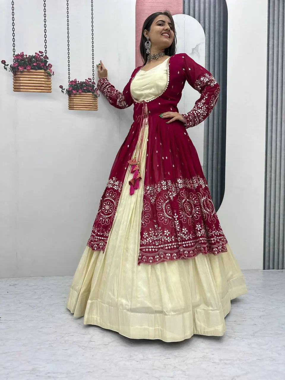 Festival Special Simar Cosmos Indo-Western Lehenga Set with Embroidered Shrug – Party & Wedding Wear