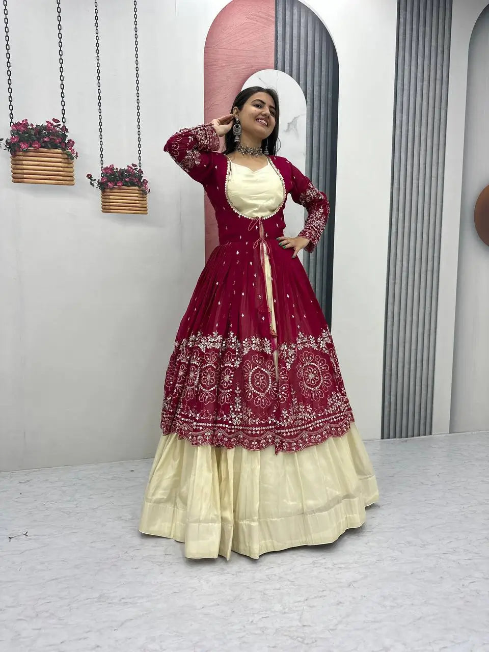 Festival Special Simar Cosmos Indo-Western Lehenga Set with Embroidered Shrug – Party & Wedding Wear