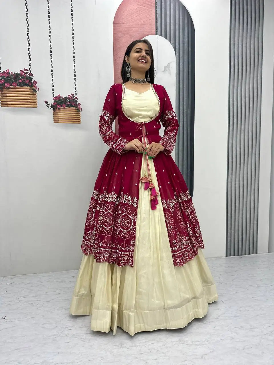 Festival Special Simar Cosmos Indo-Western Lehenga Set with Embroidered Shrug – Party & Wedding Wear