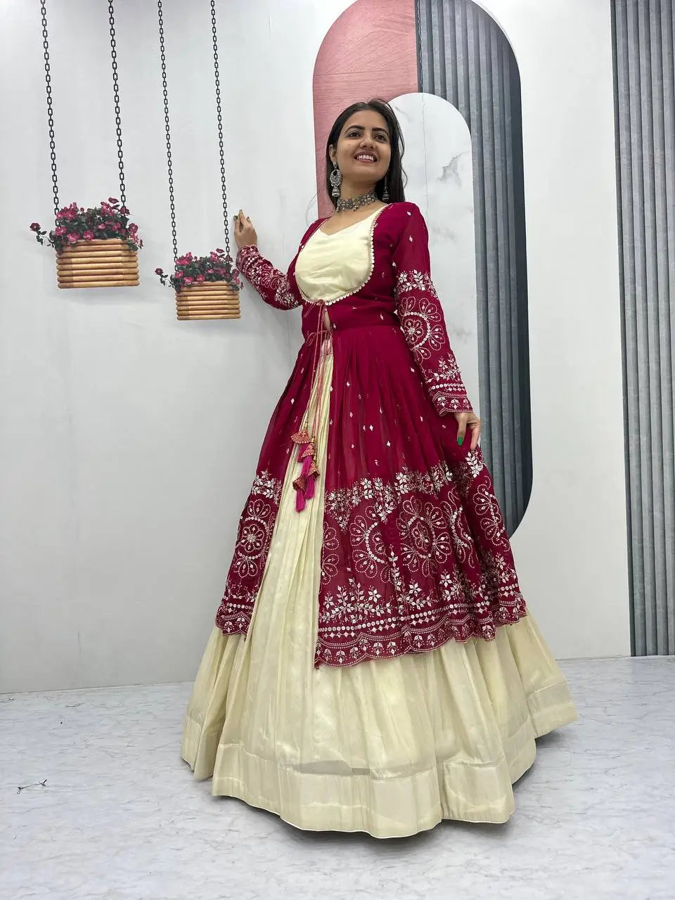 Festival Special Simar Cosmos Indo-Western Lehenga Set with Embroidered Shrug – Party & Wedding Wear