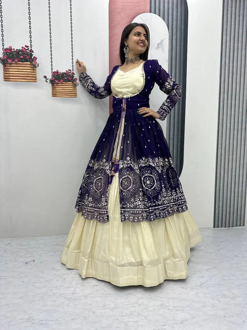 Festival Special Simar Cosmos Indo-Western Lehenga Set with Embroidered Shrug – Party & Wedding Wear