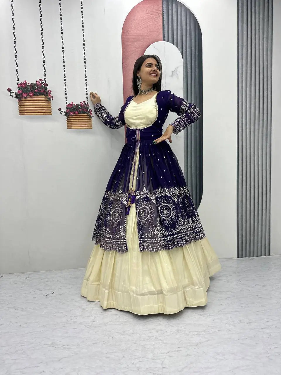 Festival Special Simar Cosmos Indo-Western Lehenga Set with Embroidered Shrug – Party & Wedding Wear