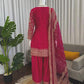 Festive Embroidered Crepe Farshi Suit Set for Wedding and Celebration Wear