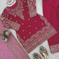 Festive Embroidered Crepe Farshi Suit Set for Wedding and Celebration Wear
