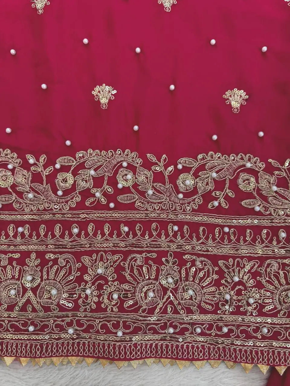 Festive Embroidered Crepe Farshi Suit Set for Wedding and Celebration Wear