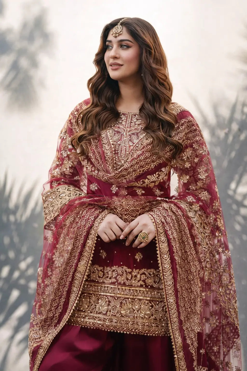 Festive Embroidered Crepe Farshi Suit Set for Wedding and Celebration Wear