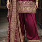Festive Embroidered Crepe Farshi Suit Set for Wedding and Celebration Wear