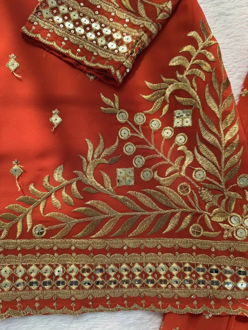 Festive Embroidered Georgette Sharara Suit Set