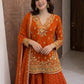 Festive Embroidered Georgette Sharara Suit Set