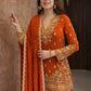 Festive Embroidered Georgette Sharara Suit Set