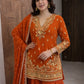 Festive Embroidered Georgette Sharara Suit Set