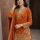 Festive Embroidered Georgette Sharara Suit Set