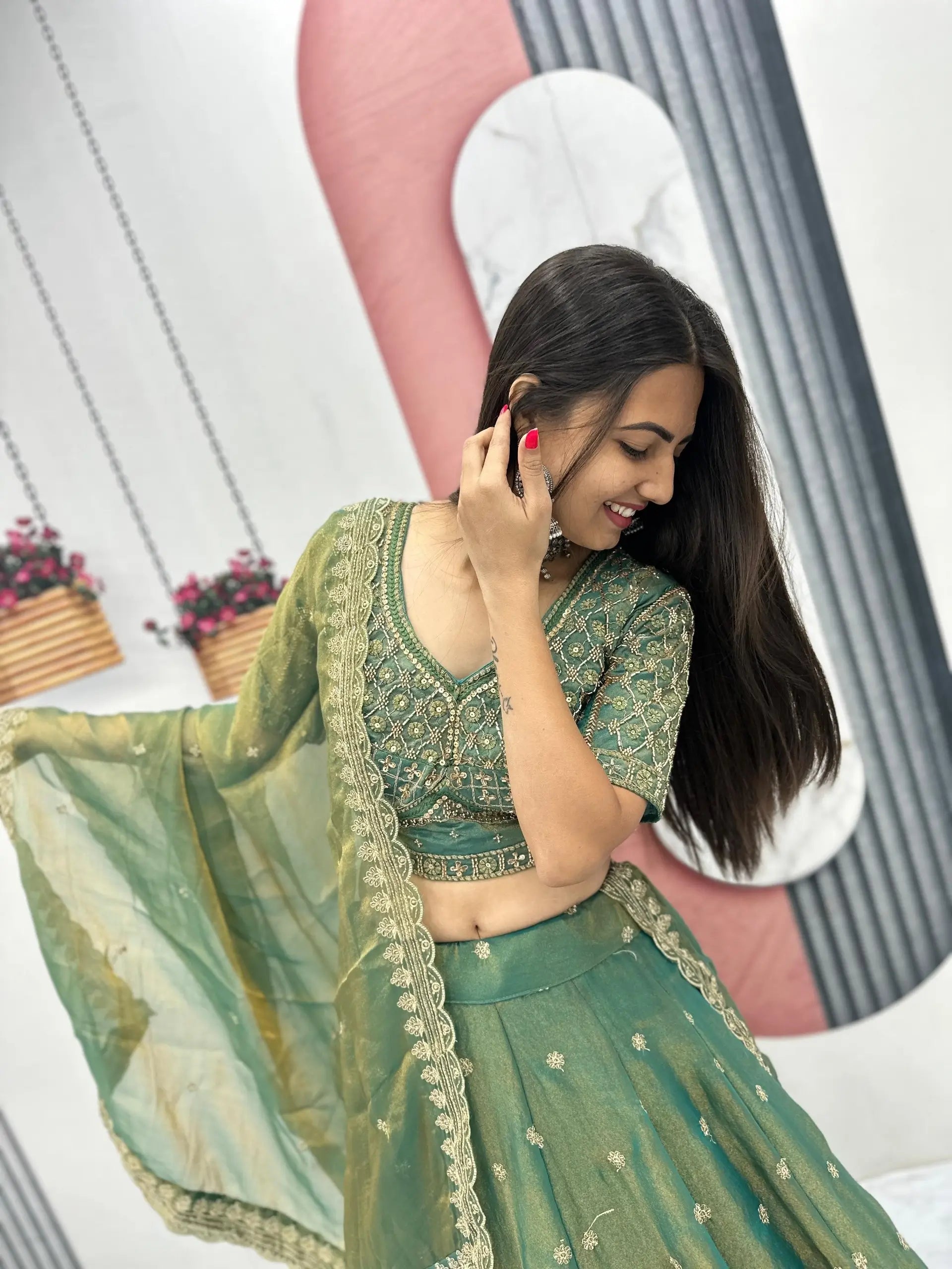 Festive Embroidered Lehenga Set with Dupatta for Wedding and Traditional Functions