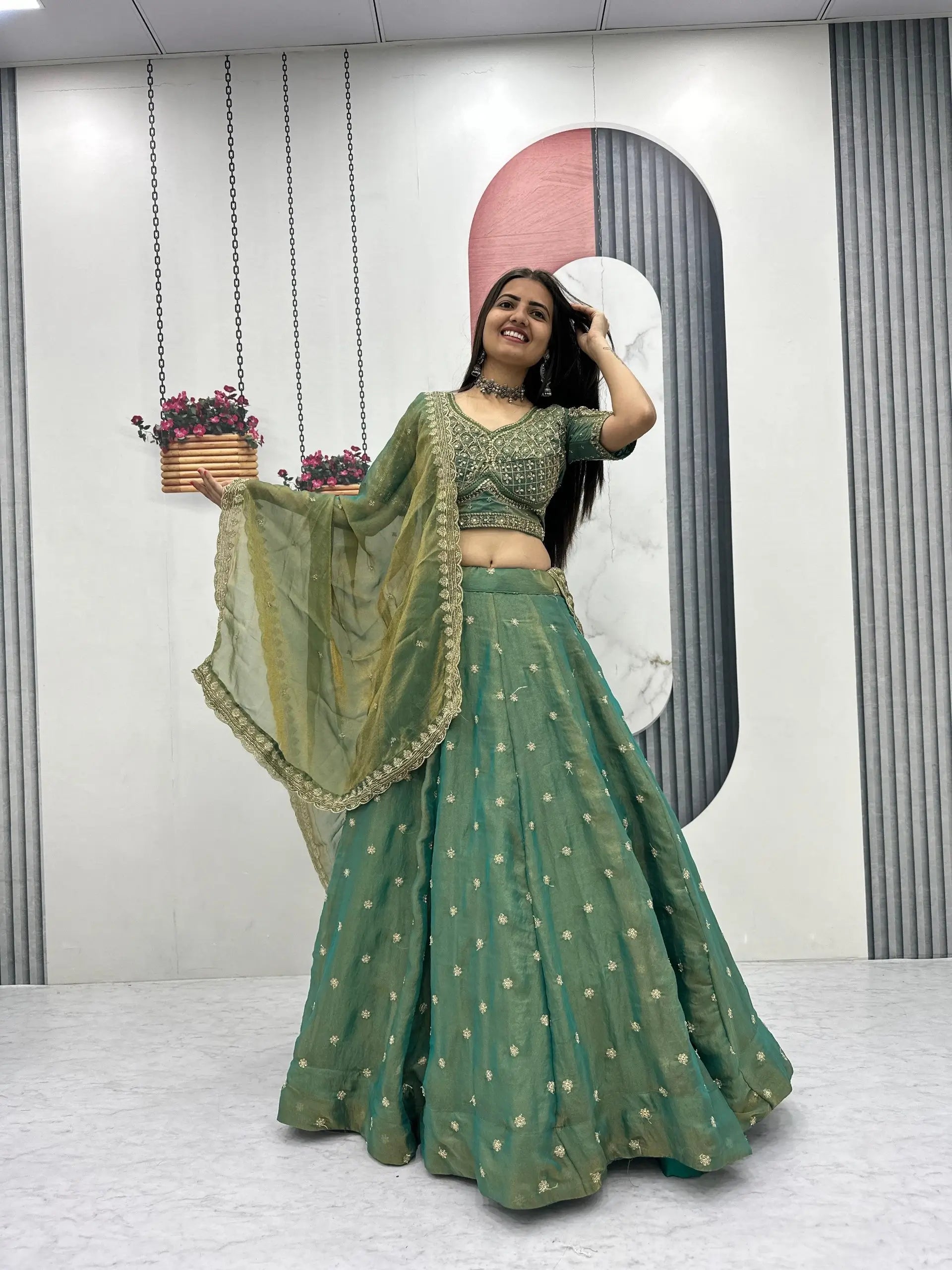 Festive Embroidered Lehenga Set with Dupatta for Wedding and Traditional Functions