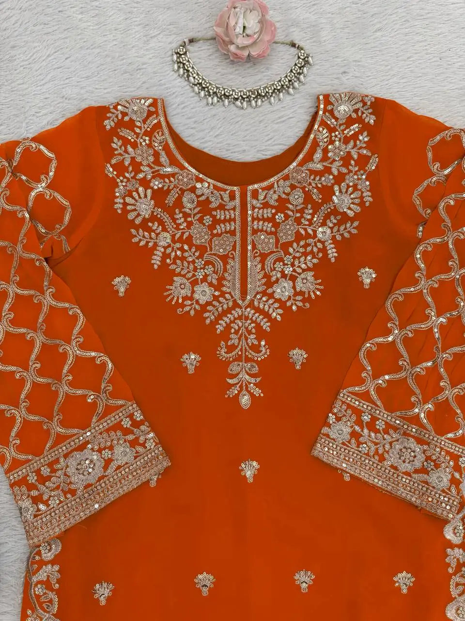 Festive Faux Georgette Plazzo Set for Wedding and Celebration Wear
