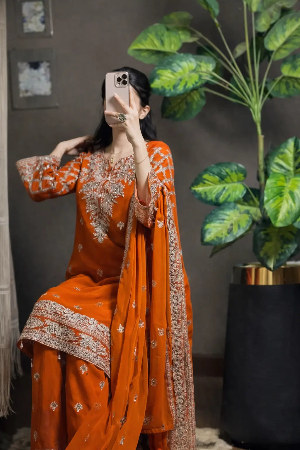 Festive Faux Georgette Plazzo Set for Wedding and Celebration Wear