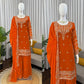 Festive Faux Georgette Plazzo Set for Wedding and Celebration Wear