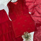 Festive Red Georgette Sharara Suit Set with Matching Thread Work and Dupatta