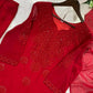 Festive Red Georgette Sharara Suit Set with Matching Thread Work and Dupatta