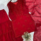 Festive Red Georgette Sharara Suit Set with Matching Thread Work and Dupatta